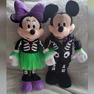 Disney Minnie & Mickey Mouse Halloween Plush Standing Dolls in Costume